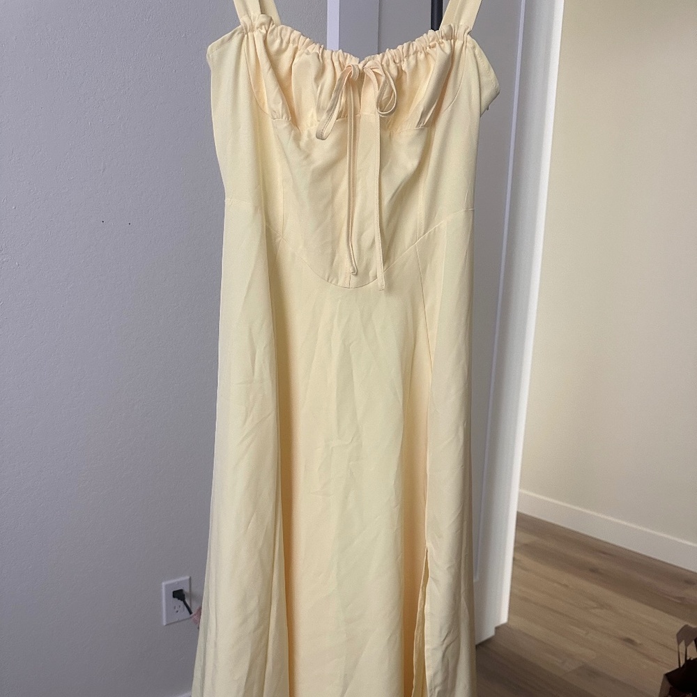 Yellow tee length dress